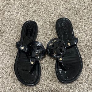 Tory Burch Miller Patent Black Sandals